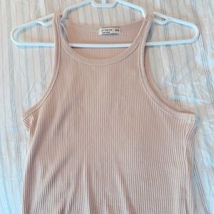 Nude/pink ribbed cotton on tank top